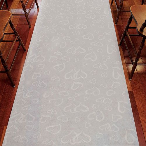 Mariage - Aisle Runner - White With All Over Heart Design