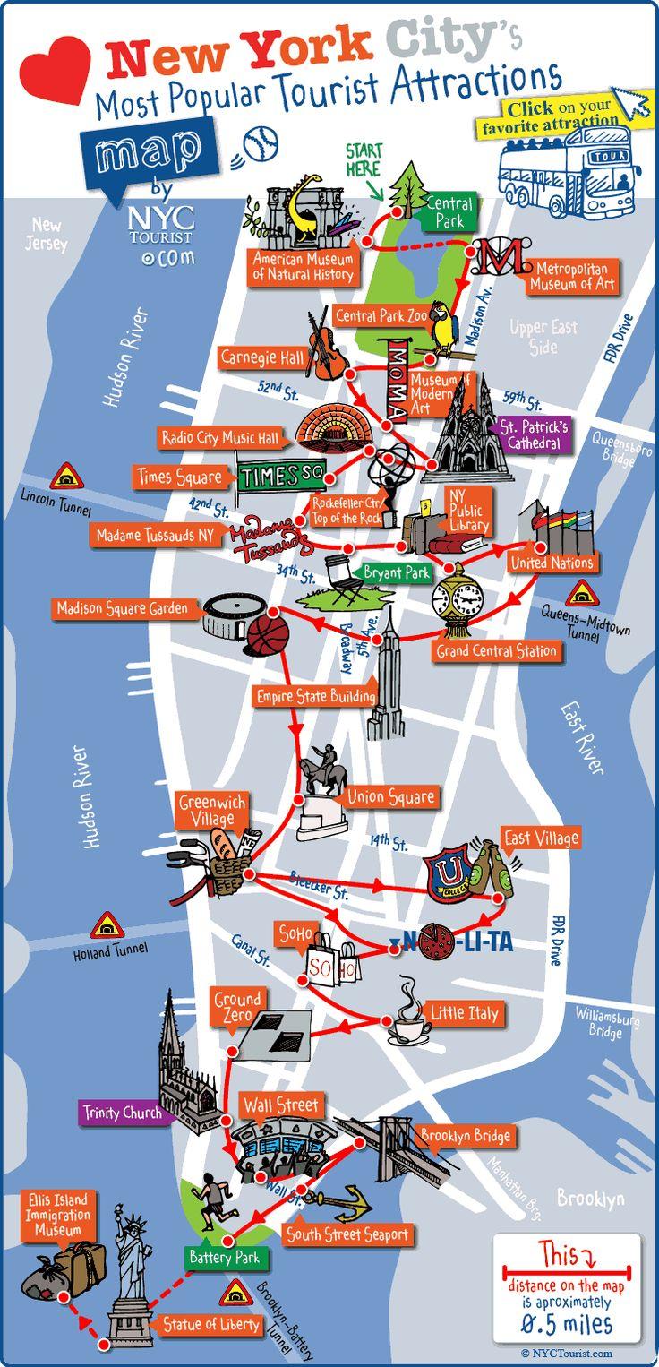 Hochzeit - New York City Most Popular Attractions Map