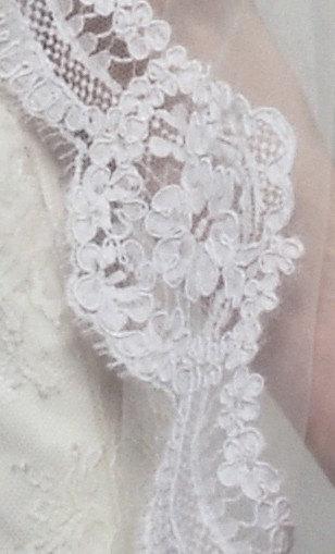 Mariage - French Alencon Wide Lace Swatch Sample