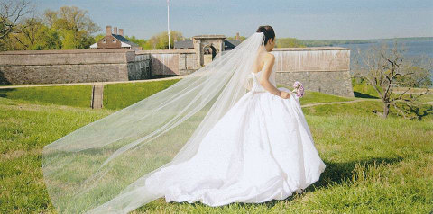 Wedding - Cascading Cathedral single layer  white, ivory veil