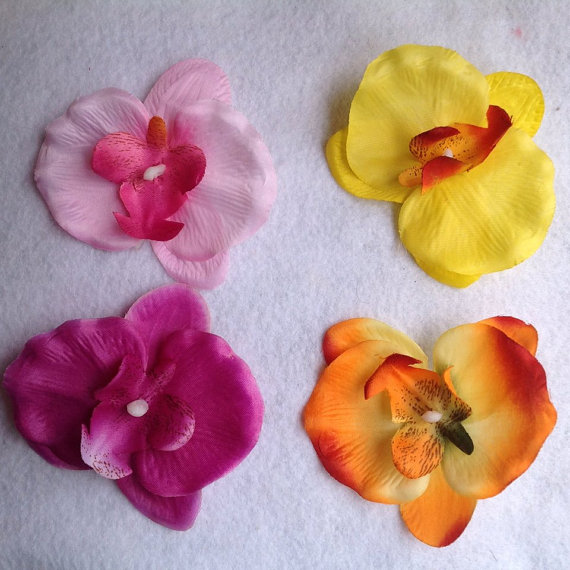 Mariage - 10 Big Orchid Headbands or Hair Clips. Fast Shipping from USA. perfect for a Hawaiian Party.