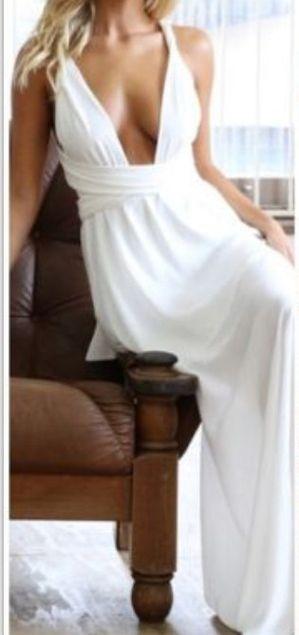 Hochzeit - White Halter Cross Strap Maxi Dress