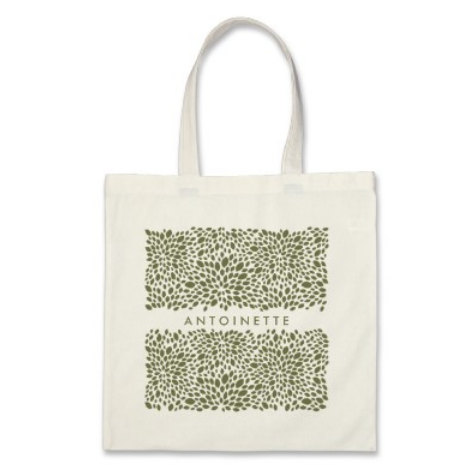 Свадьба - 10 Bridesmaids Personalized Signature Delicate Petals Totes in Olive Green