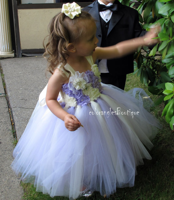 Wedding - TUTU Flower girl dress Ivory wisteria sleeves chiffton roses flower girl dress 1T 2T 3T 4T 5T 6T 7T 8T 9T
