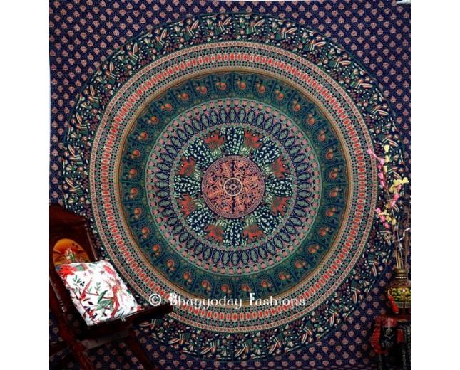 زفاف - Elephant Design Blue Bohemian Tapestry