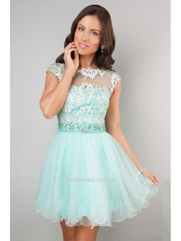 Mariage - A Line Scoop Short Mini Tulle Lace Homecoming Dresses SKU: HD00136-PG