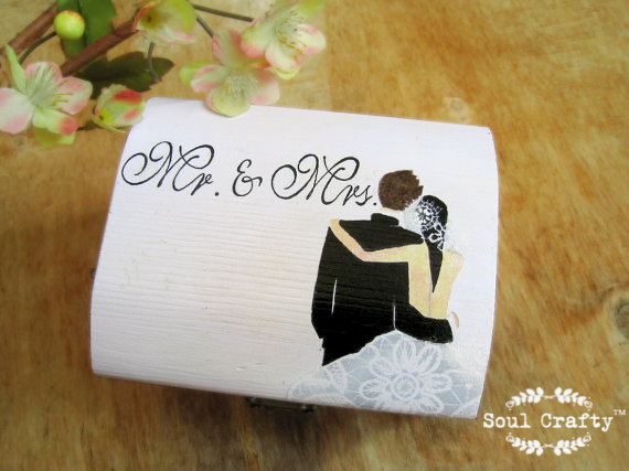 Wedding - White Ring Bearer Box Rustic Wedding Woodland Wooden box Gift box Wedding decor gift idea