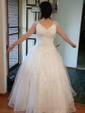 Mariage - V-neck Ball Gown Satin Tulle Floor-length Beading Quinceanera Dresses