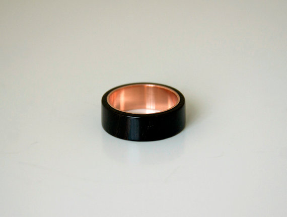Mariage - ON SALE 10% OFF wood gold ring mens wood ring ebony gold band gold wedding band
