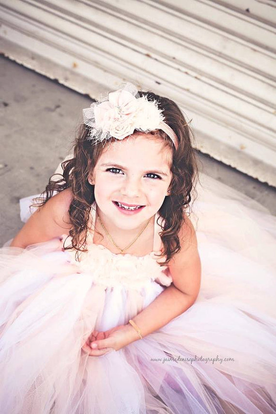 Wedding - Tutu Flower Girl Dress Blush peach white flower girl dress baby dress toddler birthday dress wedding dress 0-8t