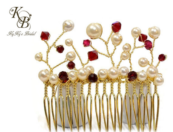 Mariage - Pearl and Crystal Hair Comb, Gold Hair Comb, Pearl Hair Comb, Wedding Hair Accessories, Bridesmaid Hair Accessories, Hair Accessories, Bride