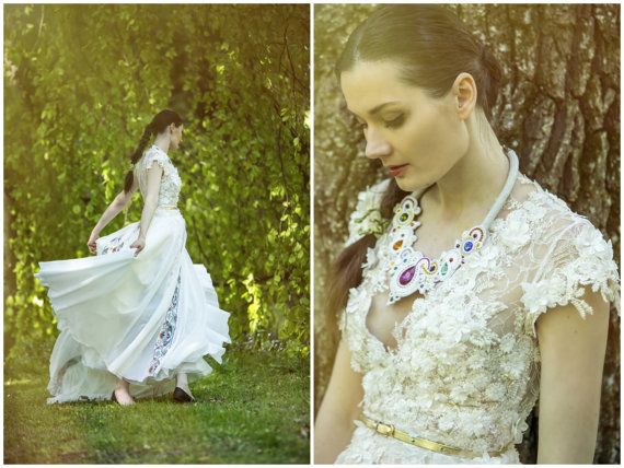 Hochzeit - SALE Ivory Chiffon Wedding Dress