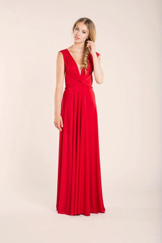 زفاف - Red Elegant Infinity dress / Marilyn Dress / Red Infinity Dress / Celebration Red Long Dress / Red Gown / Ready to ship red long dress
