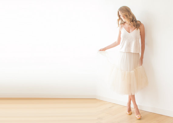 Wedding - Petticoat tulle skirt, Champange fairy tulle skirt