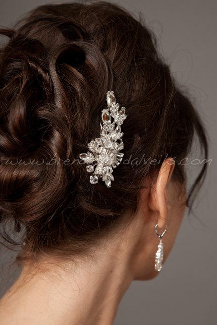 Hochzeit - Rhinestone Bridal Hair Clip, Wedding Headpiece, Bridal Hair Piece, Crystal Head Piece - Scarlett