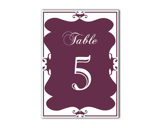 Wedding - Table Numbers Wedding Table Numbers Printable Table Cards Download Elegant Table Numbers Eggplant Table Numbers Digital (Set 1-20)
