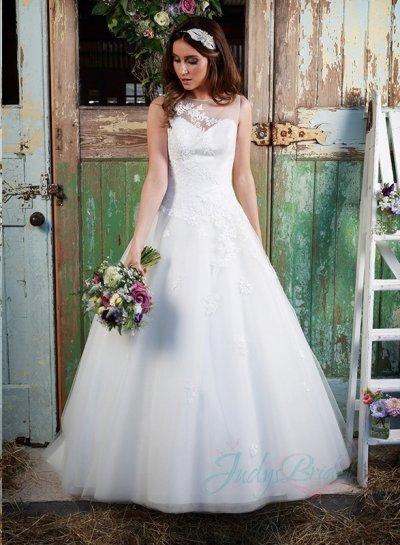 Mariage - Beautiful illsuion tulle bateau neck princess ball gown wedding dress