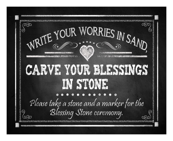 Wedding - Wedding BLESSING STONES sign - FOUR sizes - instant download digital file - Rustic Chalkboad Collection - diy