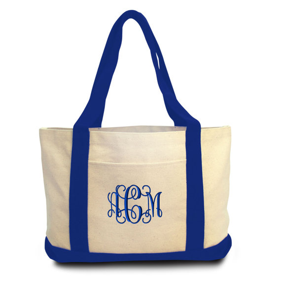 Hochzeit - 9 Bridesmaid Tote Bags, Wedding Tote Bags, Bachelorette Party Tote Bags, 9 Monogrammed Totes, 9 Canvas Totes, Bridesmaid Totes, L8869