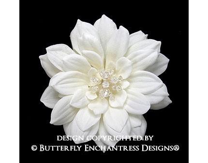Свадьба - Pearl Crystal Pale Ivory Mini Autumn Dahlia Flower Bridal Hair Comb