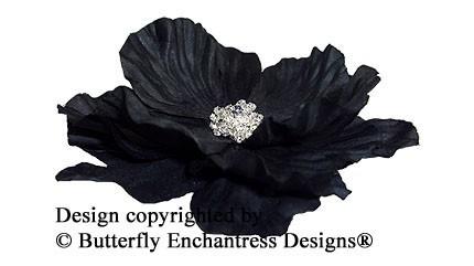 زفاف - Black Bridal Hair Flower, Gothic Wedding, Headpiece - Rhinestone Black Sierra Flower Hair Clip