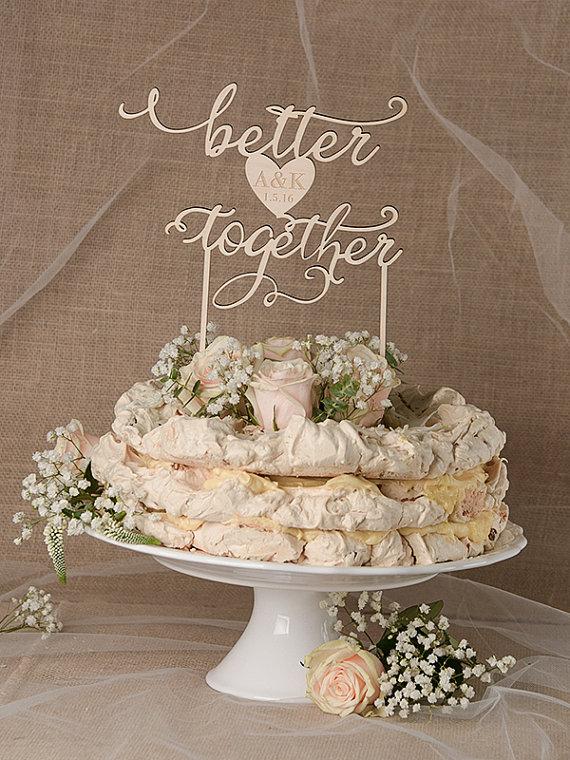 Hochzeit - Rustic Cake Topper Wedding, Custom Cake Topper, Wood Cake Topper, better together, Personalized Cake Topper Wedding, Model no: 24/rus1/CT