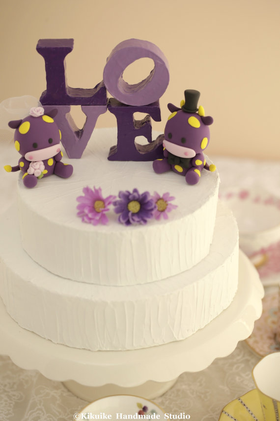 Mariage - cow Wedding Cake Topper-love cow,ox---k708