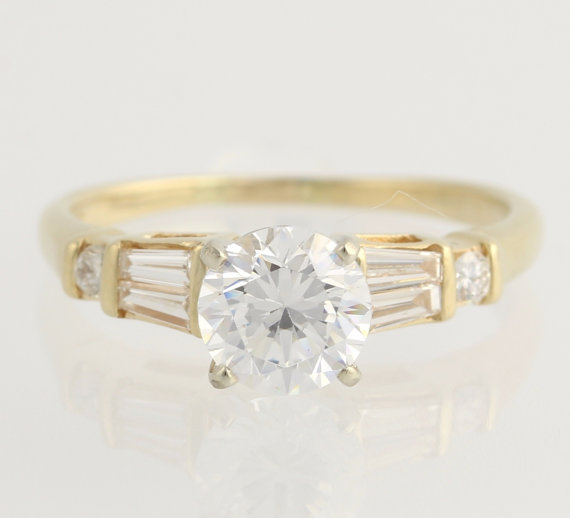 Свадьба - Semi-Mount Engagement Ring - 14k Yellow & White Gold Diamond Accents .28ctw Unique Engagement Ring L1612