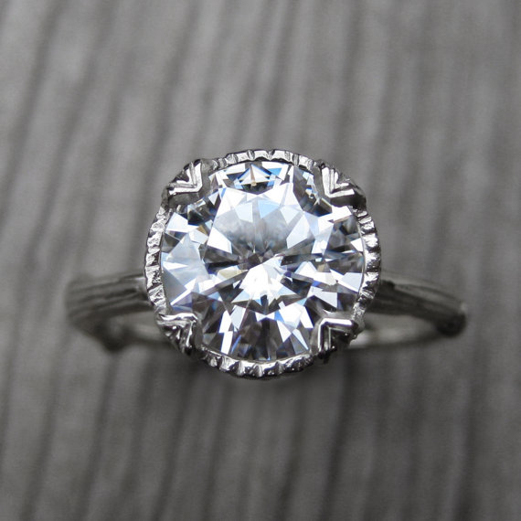 زفاف - Moissanite Branch Engagement Ring: White, Yellow, or Rose Gold; 2ct Forever Brilliant™