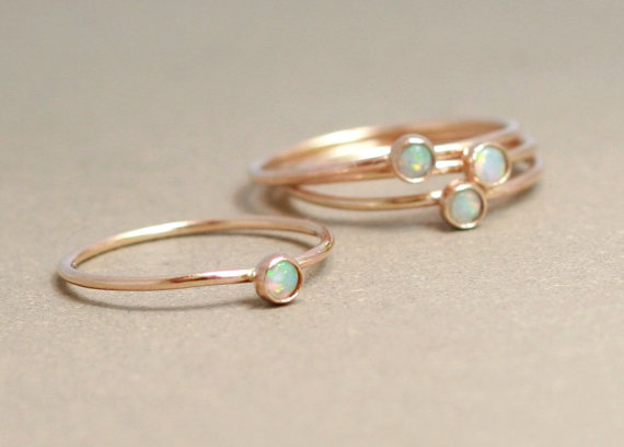 Hochzeit - gold opal ring. birthstone ring. mothers ring. ONE dainty stackable ring. 14k gold filled. engagement ring. stacking ring.