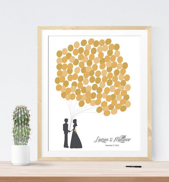 Hochzeit - Gold Wedding Guest Book Alternative With Personalized Couple For Unique Wedding Guest Book Idea