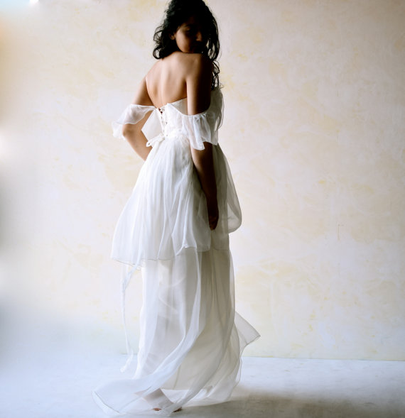Hochzeit - Tiered Wedding Dress, Boho Wedding Dress, Edwardian wedding gown, silk wedding dress, custom wedding dress, Hippie wedding dress, LoreTree