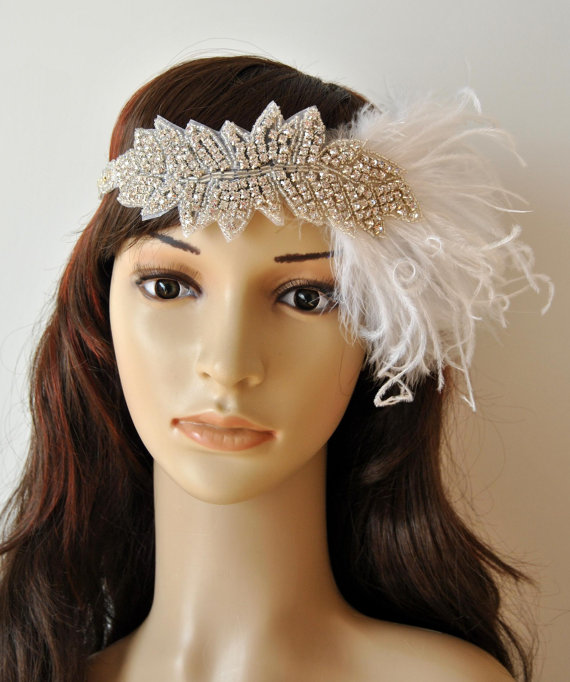 زفاف - Ready to ship Crystal 1920s Flapper Headpiece The Great Gatsby Bridal Rhinestone Wedding Headband, Bridal crystal rhinestone Headpiece