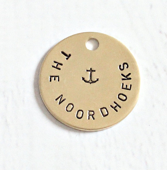 Wedding - Personalized Nautical Wedding Boutonniere Charm in Brass Ring Bearer Pillow Charm, Bridal Shower Gift