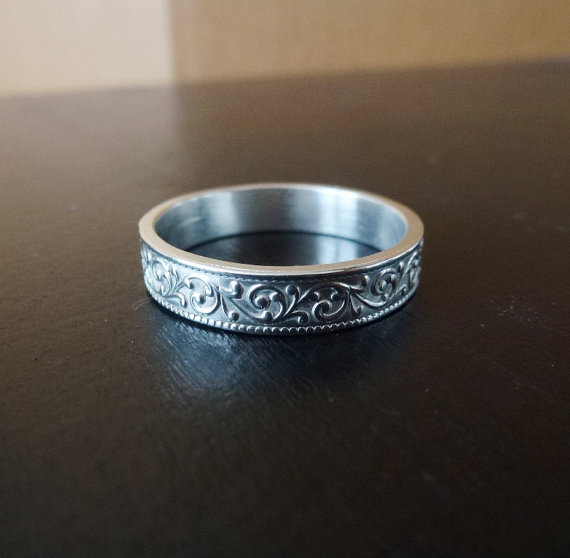 Mariage - Victorian Filigree Sterling Silver Wedding Ring, Wedding Ring for men, Wedding set, Wedding band for women