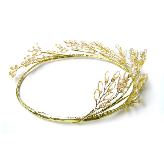 زفاف - Gold Crown, Bridal Hair Vine, Gold Circlet, Gold Crown Greek Goddess Head piece, Gold Bridal Headband, Woodland Bridal Crown