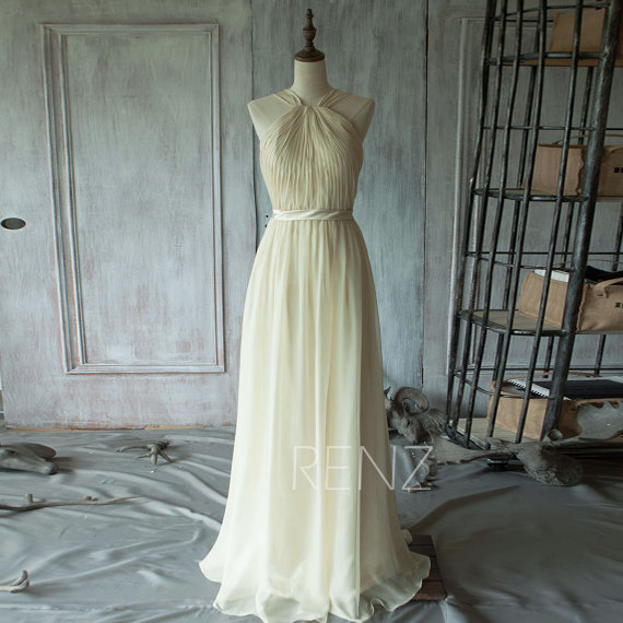 Mariage - 2015 Off-White Bridesmaid dress, Long Double Straps Pleated Elegant dress, Strapless Wedding dress, Formal dress, Prom dress ( T102)