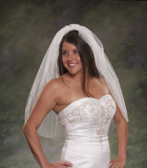 Hochzeit - Ivory Elbow Length Bridal Veils 2 Tier Plain Cut Edge Veils 30 Light Ivory Wedding Veils Diamond White Waist Length Veils