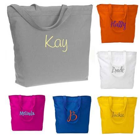 Свадьба - Personalized Zippered Tote Bag Bridesmaid Gift Personalized Tote, Bridesmaids Gift, Monogrammed Tote