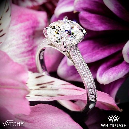 Hochzeit - Platinum Vatche 189 Caroline Pave Diamond Engagement Ring