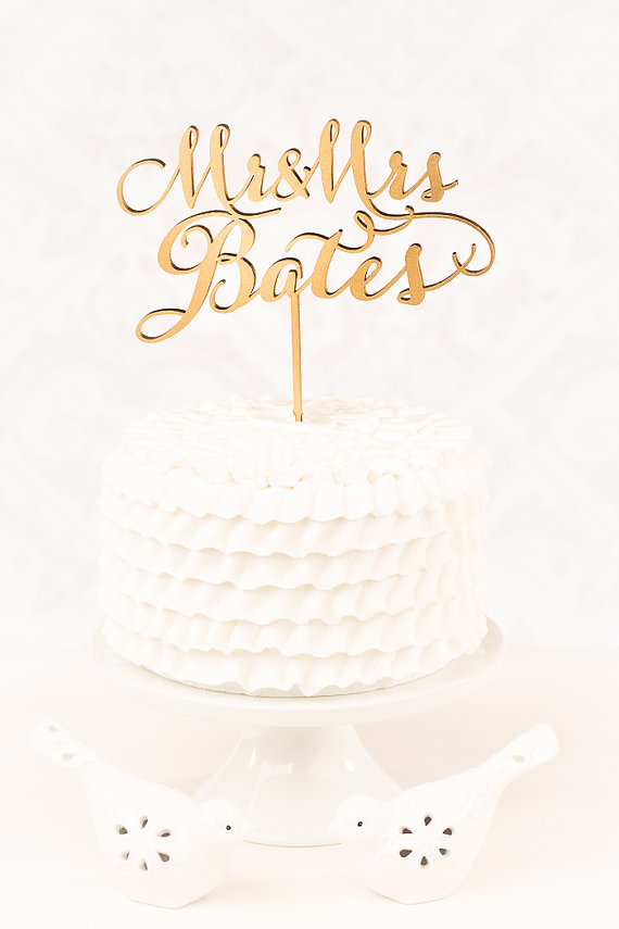 Wedding - Custom Cake Topper - Mr and Mrs Last Name- Soirée Collection