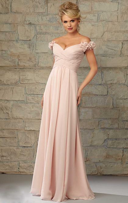 Свадьба - Simple Pink Floor Length Bridesmaid Dress