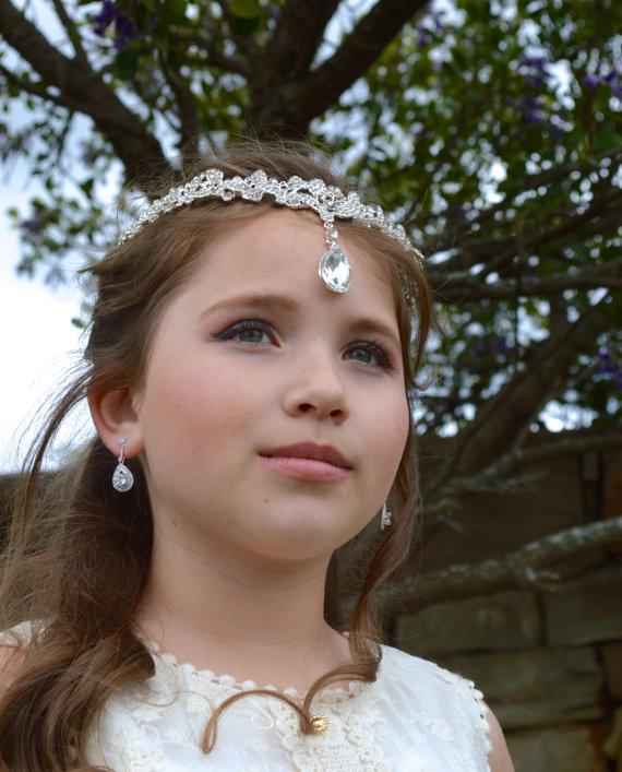 Свадьба - Boho Style Draping Rhinestone Forehead Pendant Crystal Tiara