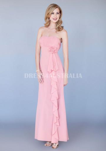 Mariage - CandyPink Strapless Ruffles and Flower Detail Accent Floor Length Bridesmaid Dresses by kenneth winston 5049