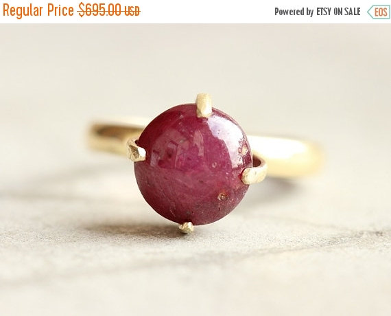 Wedding - ON SALE 18k Gold ring - Star Ruby  ring - Wedding ring - Engagement ring - Anniversary ring - Gift for her