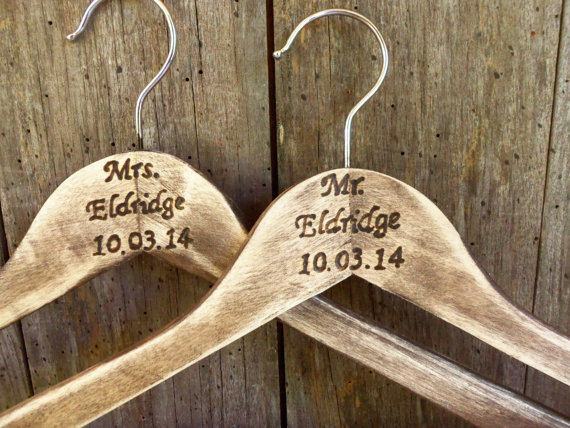 Mariage - Personalized Wedding Dress Hangers (Set of 2) - GoRustic Designs