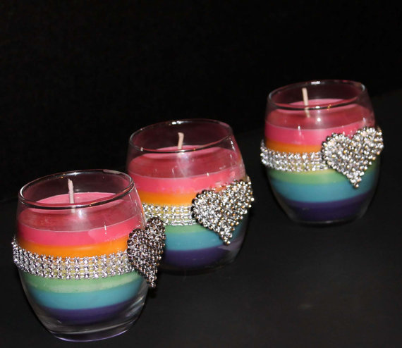 Mariage - Rainbow Gay Lesbian Wedding Candles Favors Centerpieces LGBT Pride Gift