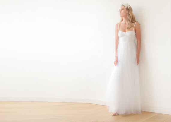 Wedding - Ivory maxi tulle ballerina dress, Sweetheart maxi tulle wedding dress, Romantic ivory tulle gown