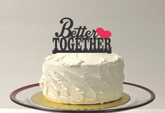 Wedding - BETTER TOGETHER Wedding Cake Topper Wedding Cake Topper Red Heart Or Choose Heart Color Cake Topper