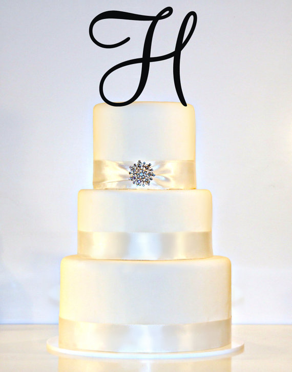 Mariage - 6 inch Monogram Cake Topper with your initial A B C D E F G H I J K L M N O P Q R S T U V W X Y Z